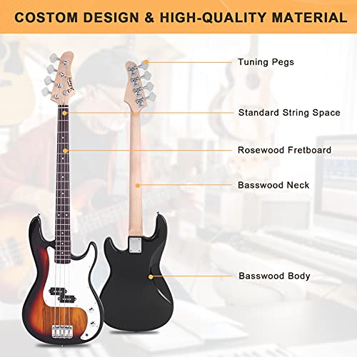Full Size 4 String Electric Bass Guitar with 20W AMP and Accessories J569