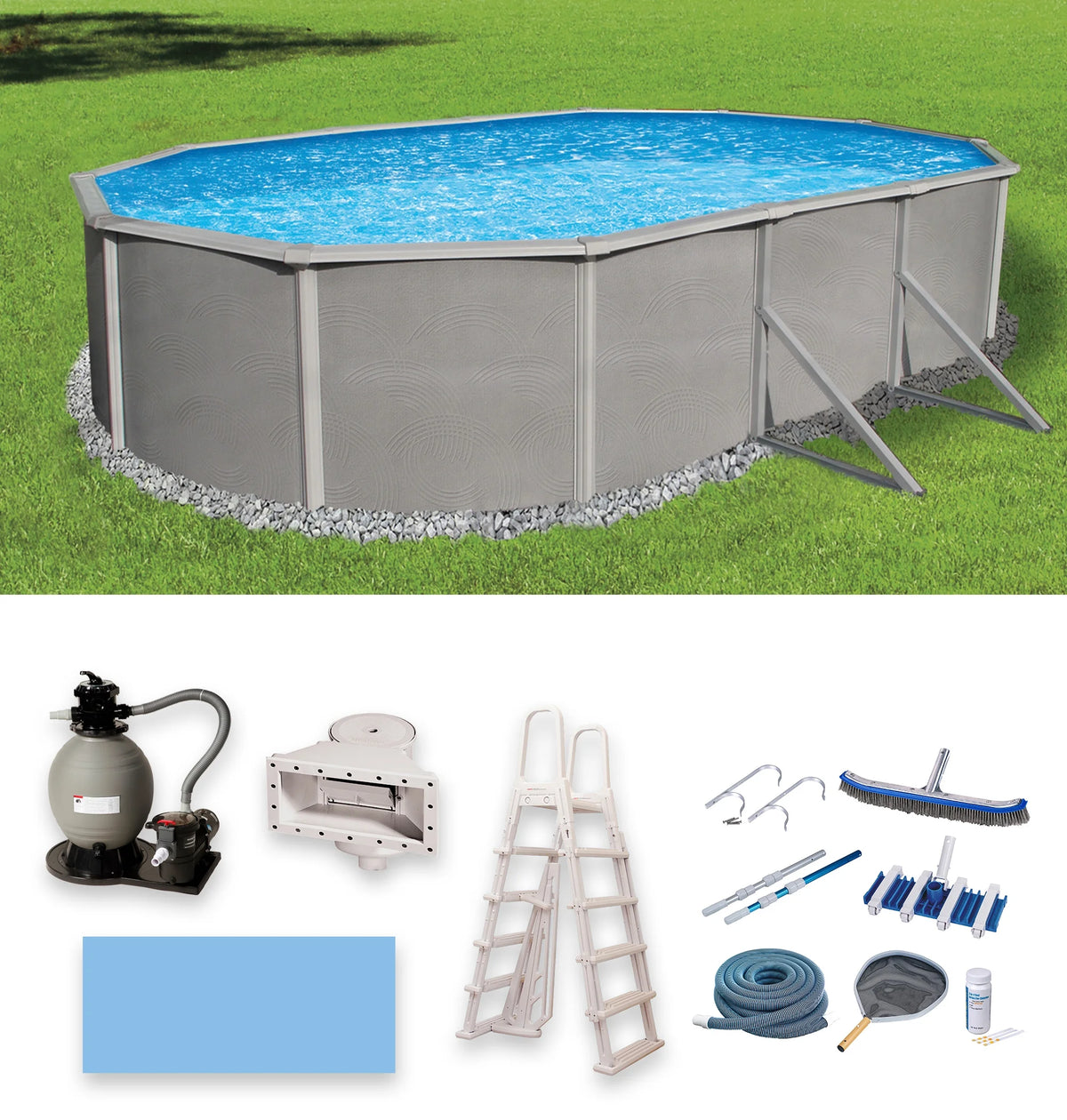 18-ft x 33-ft Oval 52-in Deep Metal Wall Swimming Pool P609242