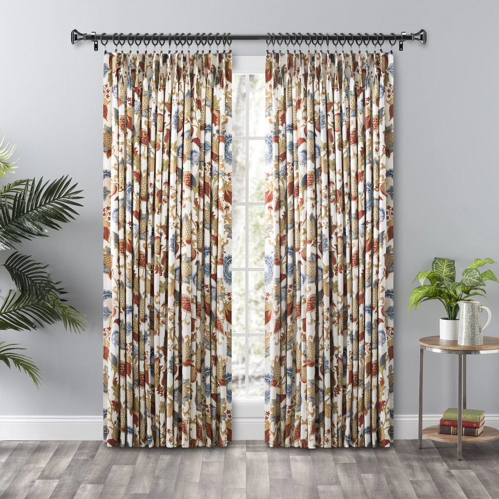 Multicolor Jacquard Pinch Pleat Curtain Panels W631