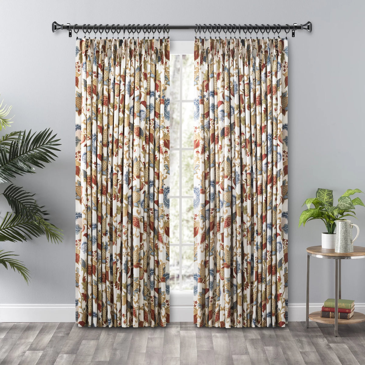 Multicolor Jacquard Pinch Pleat Curtain Panels W631