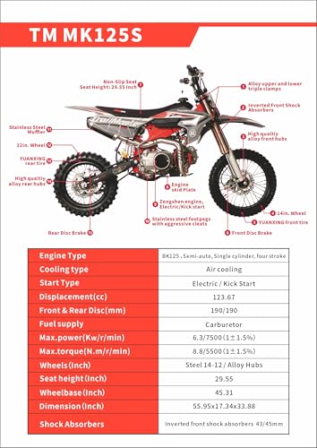 Electric Start Dirt Bike with 14 inch Front Tire Q709