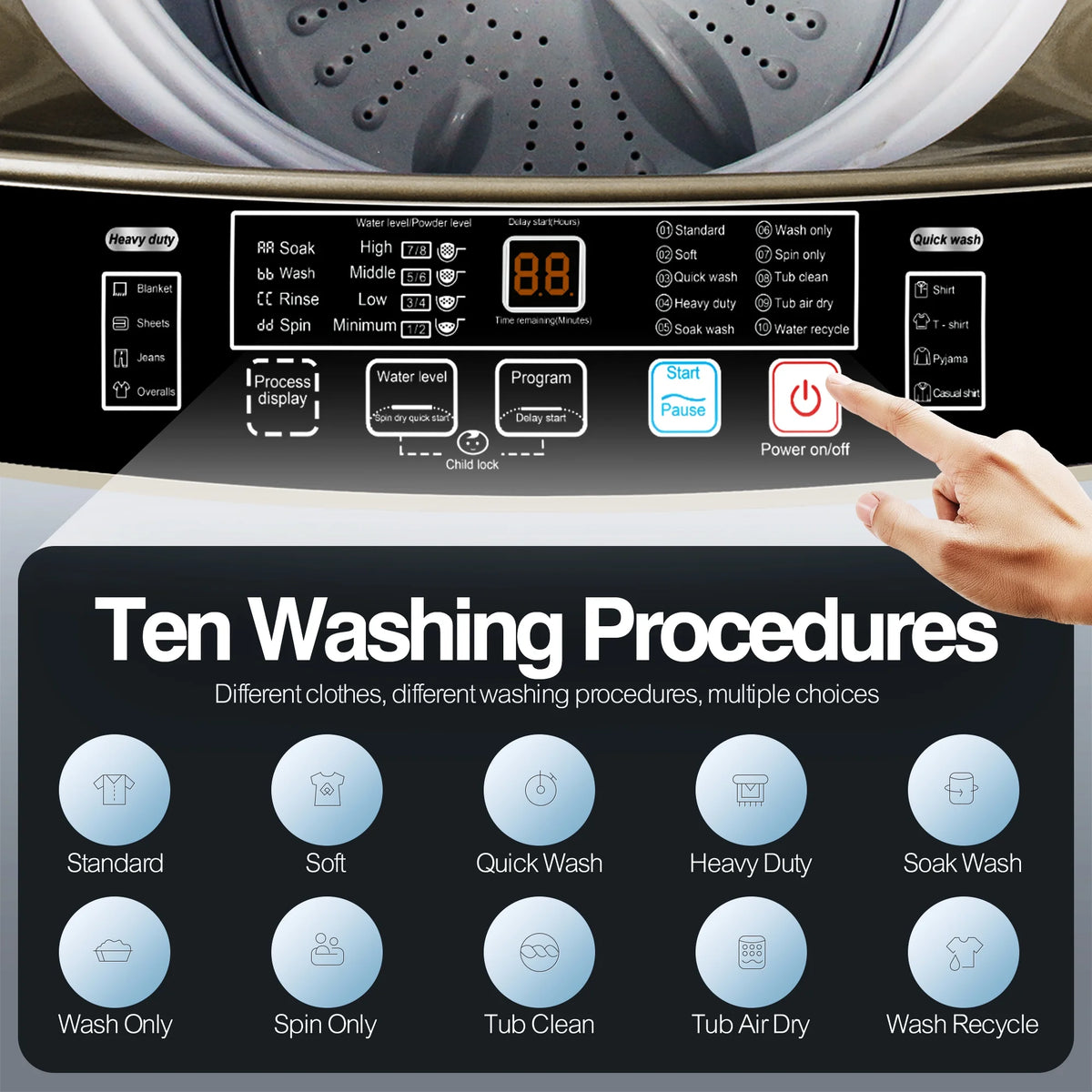 Portable 17.7 lbs Full Automatic Washing Machine H8752