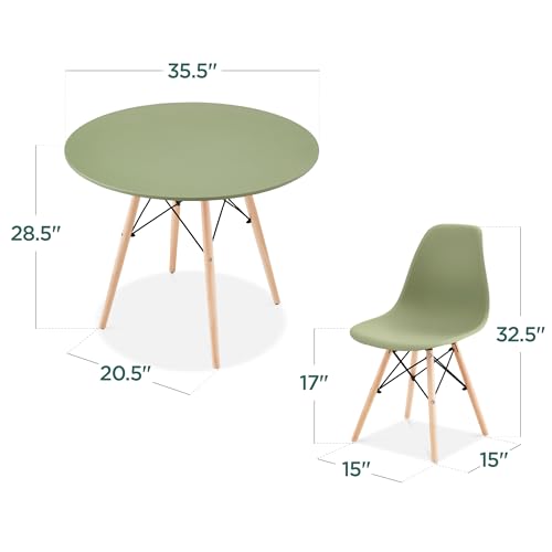 5-Piece Dining Set with 4 Chairs, Plastic Seats, Wooden Legs, Metal Frame H545114