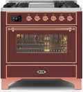 Burgundy Copper Trim Dual Fuel Propane Gas Range L58950