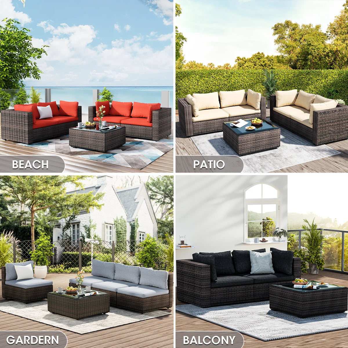 Blue Wicker Sectional Sofa J2683
