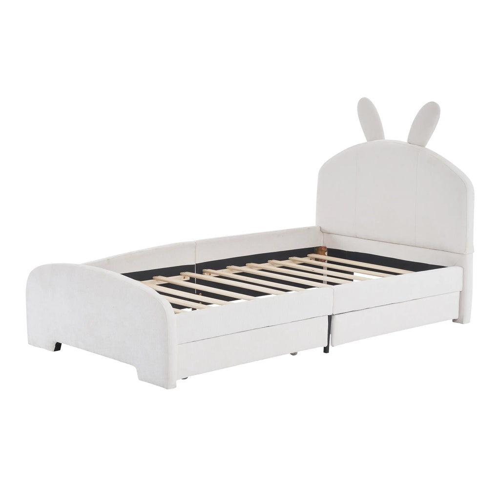 Upholstered Twin Bed with 2 Drawers D94670