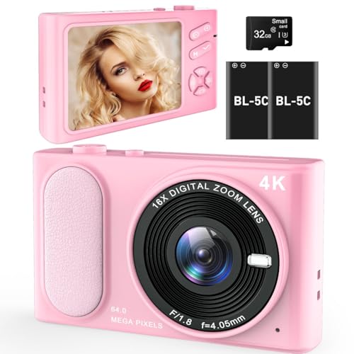 4K UHD 64MP Compact Digital Point and Shoot Camera with 32GB Card G8126