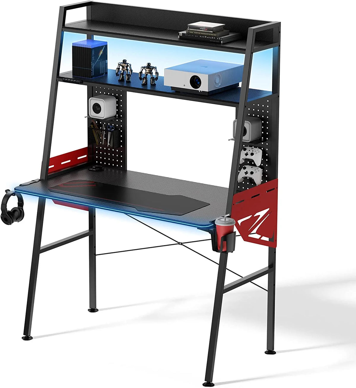 43'' Gaming Desk with Shelves F5057