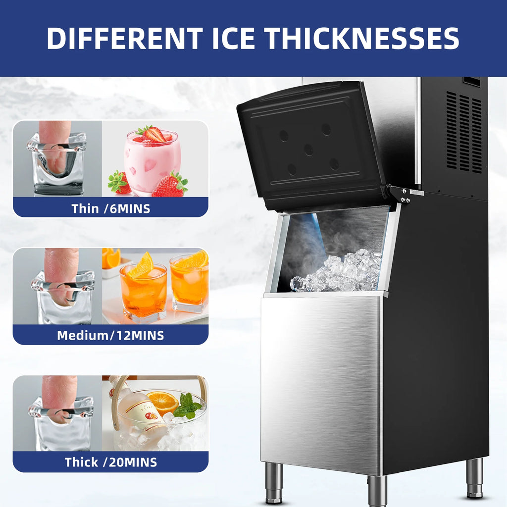 Commercial Ice Maker Machine, Stainless Steel Clear Ice Cube Maker O895