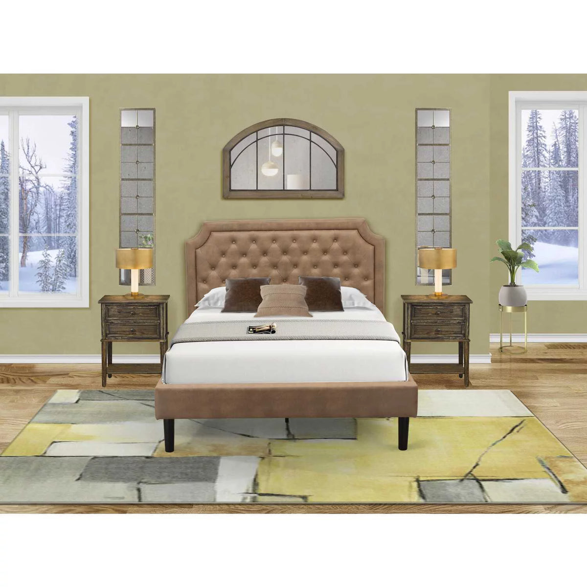 Wood Full Platform Bed C4937