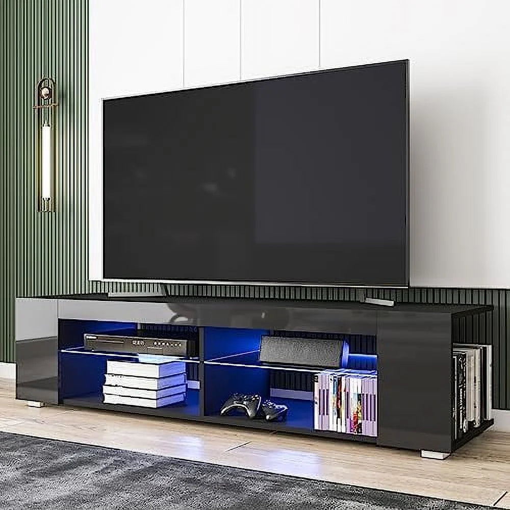 57 Inch LED TV Stand with Glass Shelves Z528301