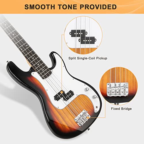 Full Size 4 String Electric Bass Guitar with 20W AMP and Accessories J569