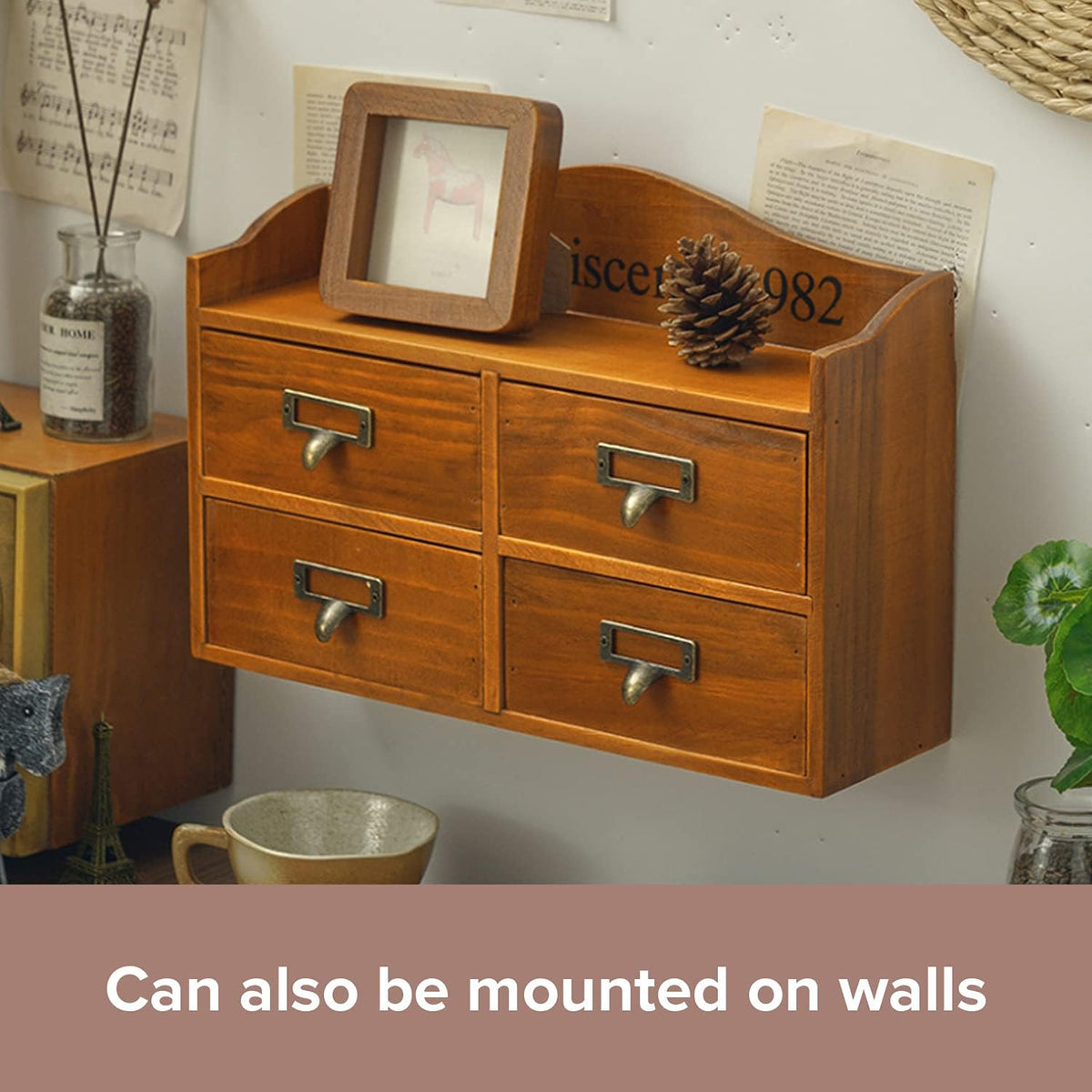 Two Way Desktop Organizer & Wall Shelf with Drawers O362086