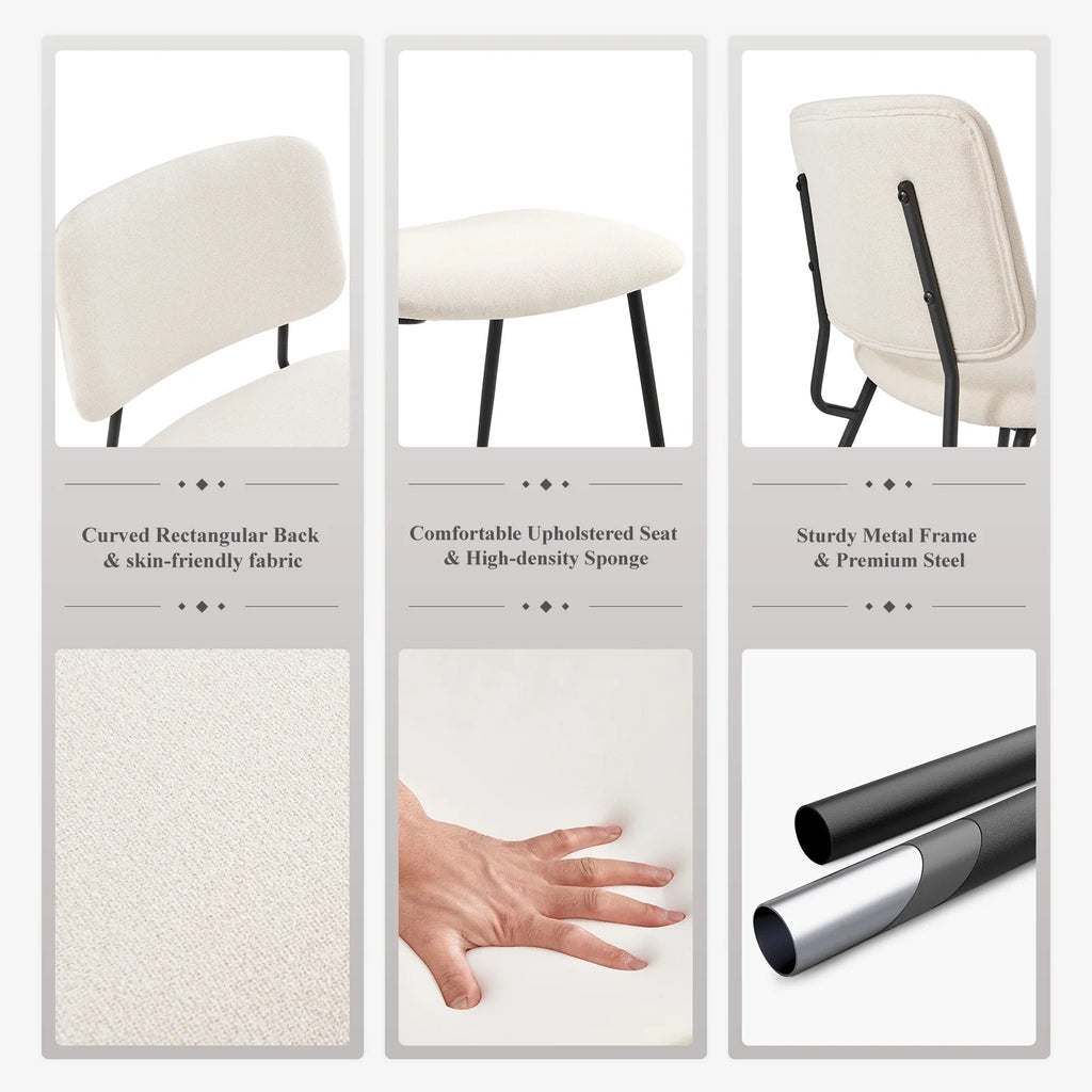 Cream Fabric Upholstered Dining Chairs Set of 6 B11979