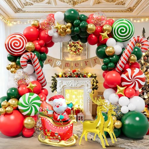 Red White Green Gold Christmas Balloon Arch Kit Z57390