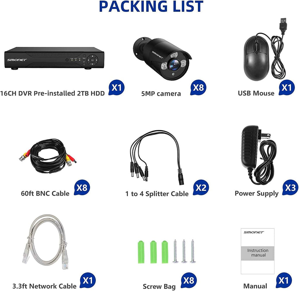 5MP Security Camera System with 2TB HDD P2067