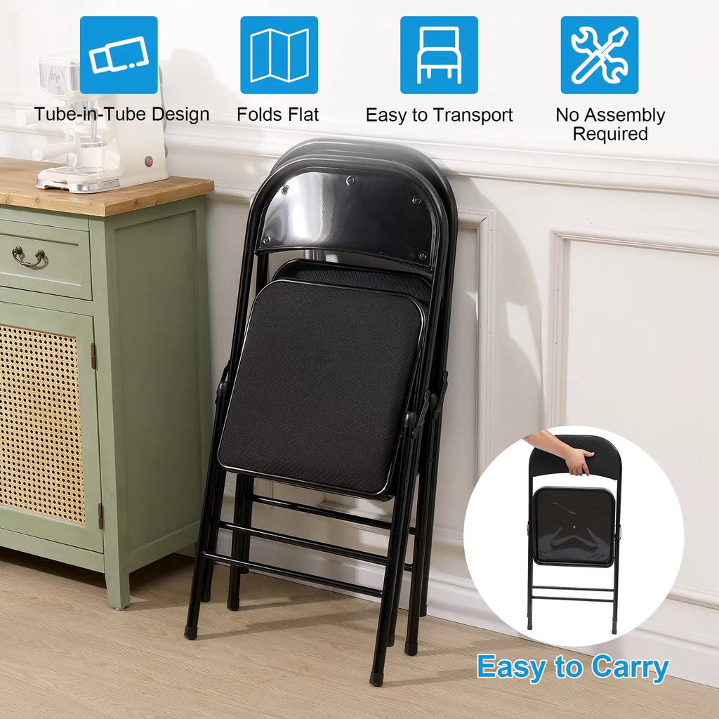 Black Fabric Padded Folding Chair 6 Pack D81033