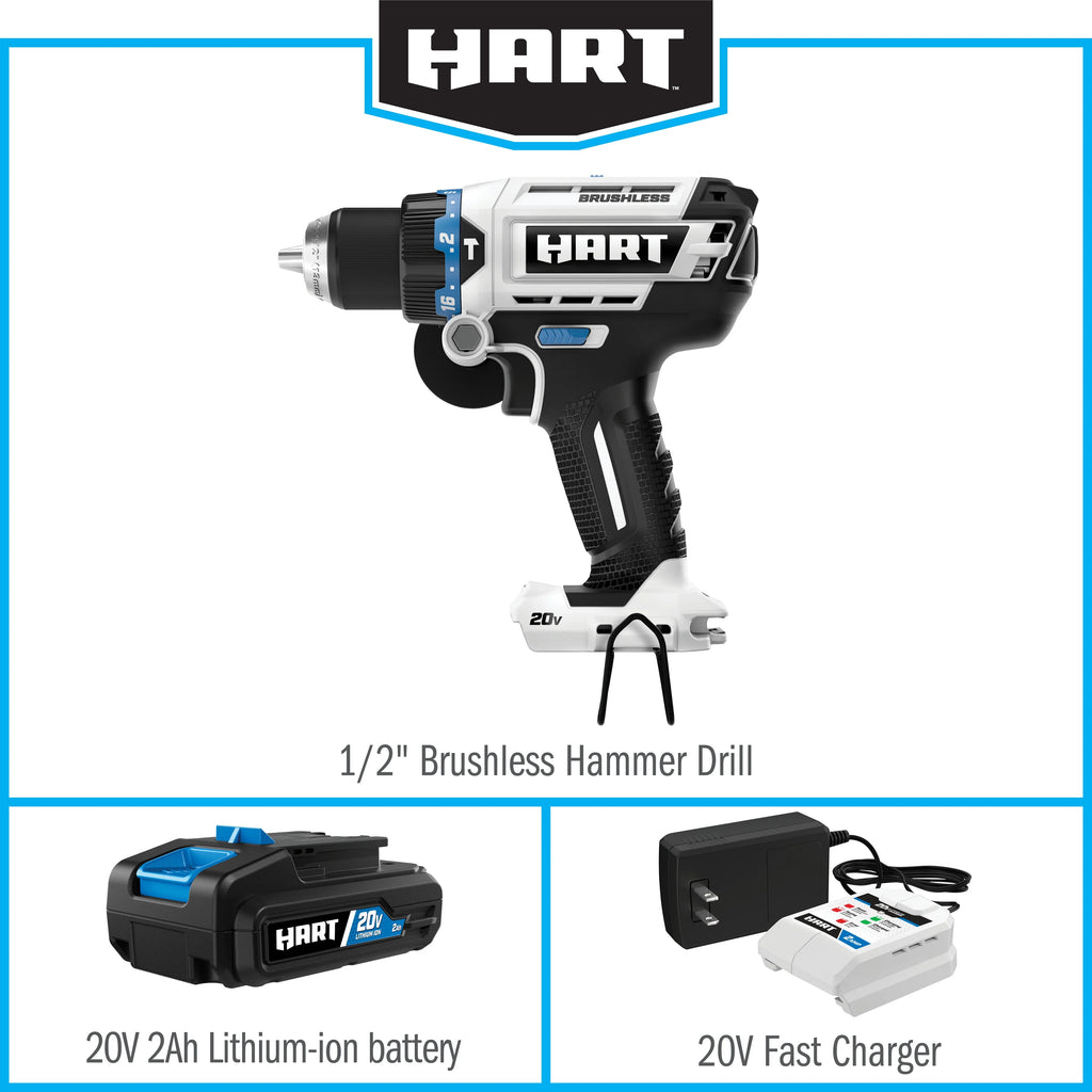 20-Volt Brushless 1/2 Inch Hammer Drill Kit H96382
