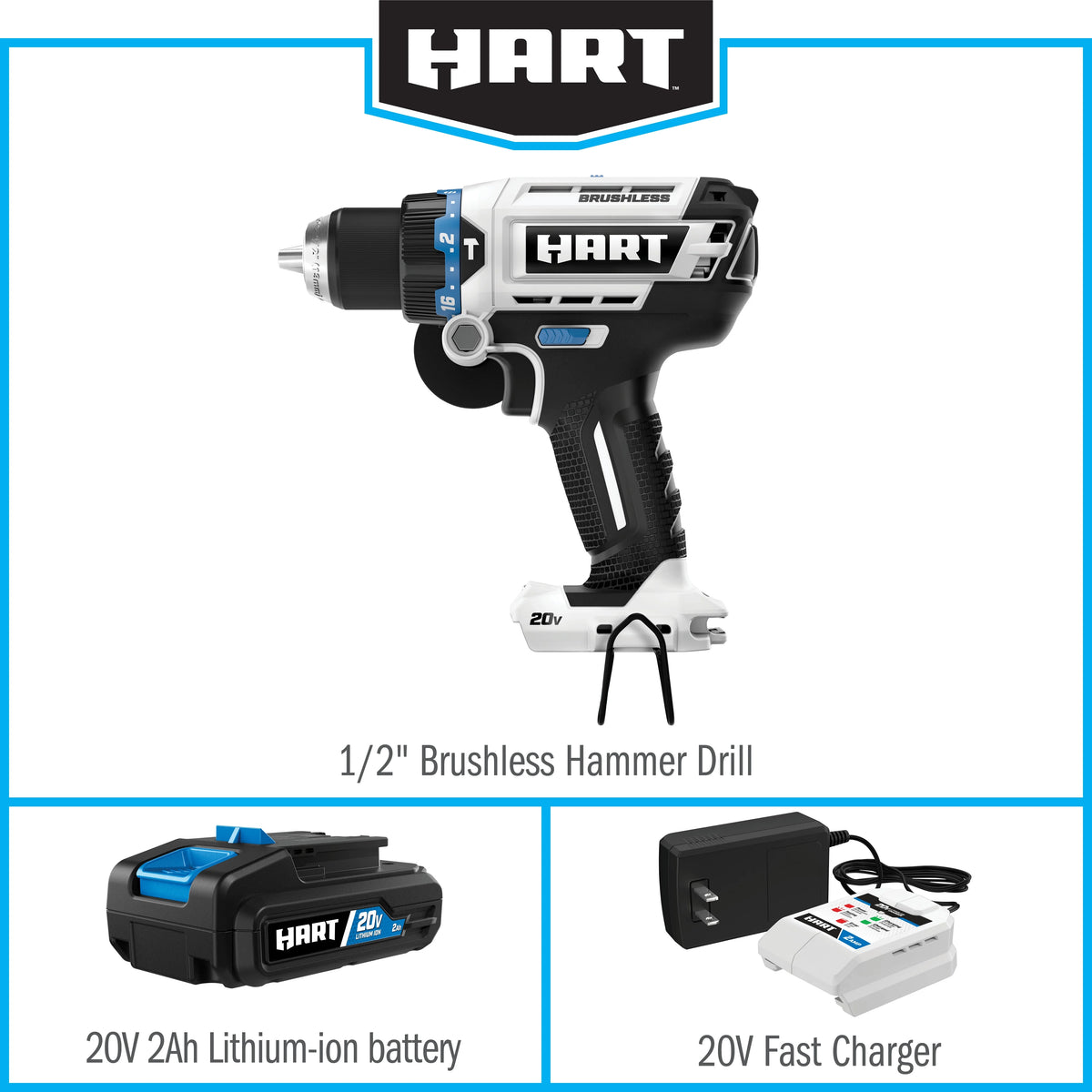 20-Volt Brushless 1/2 Inch Hammer Drill Kit H96382