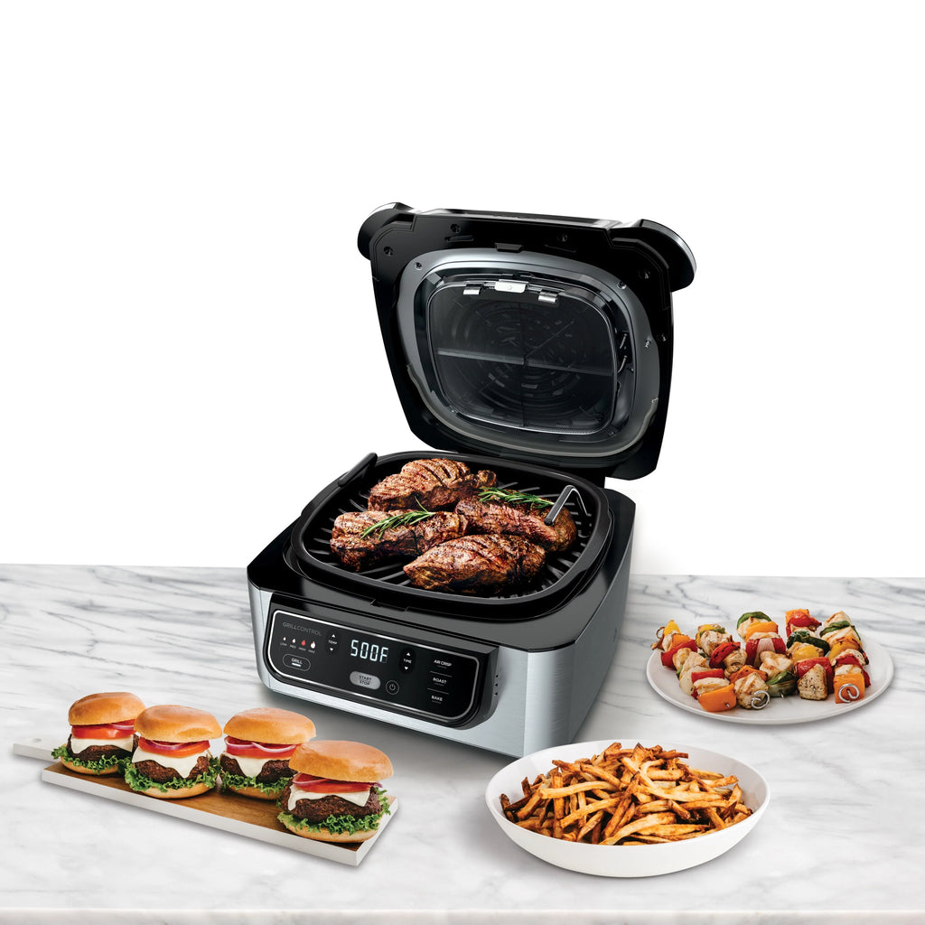 4-in-1 Indoor Grill with 4-qt Air Fryer, Black/Stainless C30240
