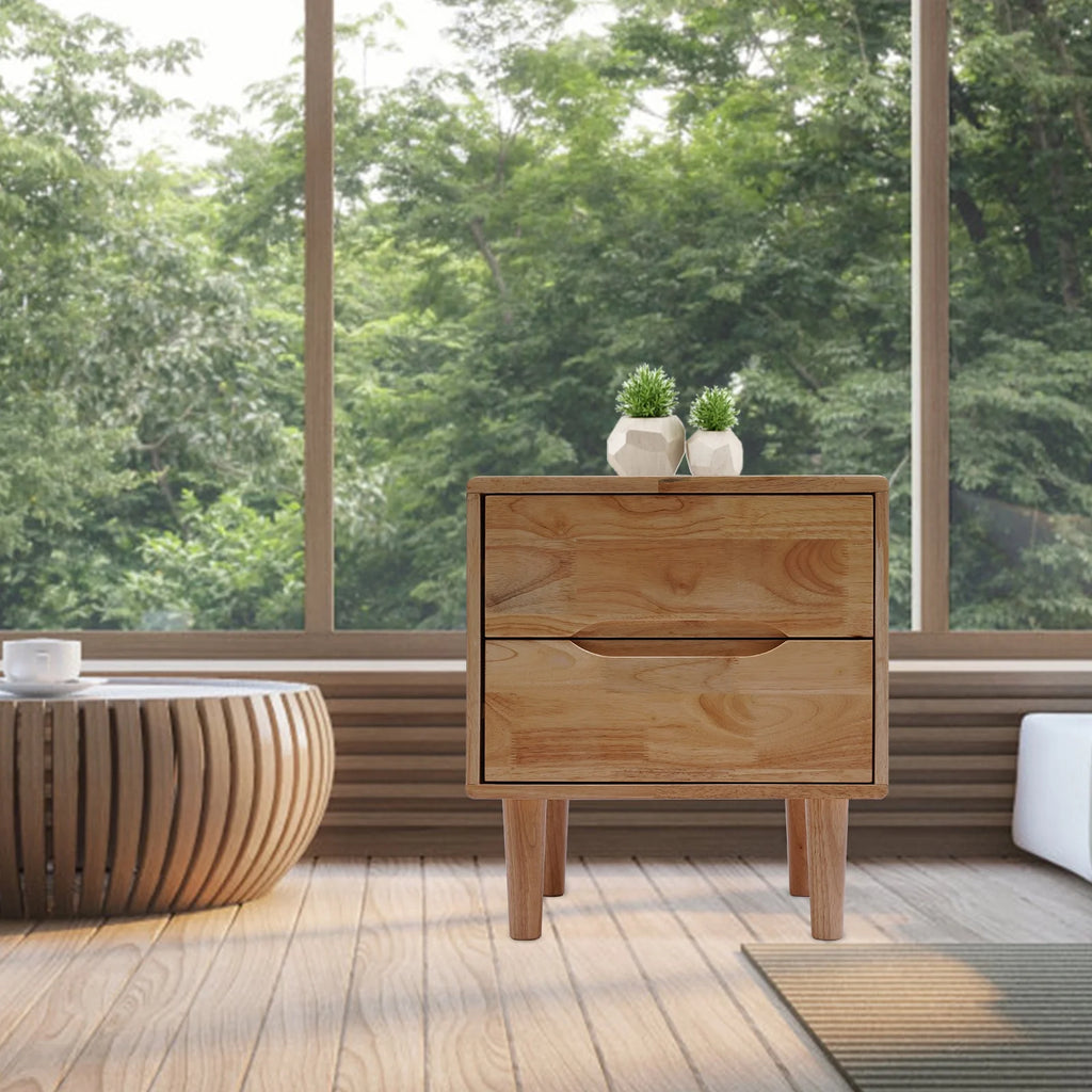 Solid Wood Nightstands with 2 Drawers O4881