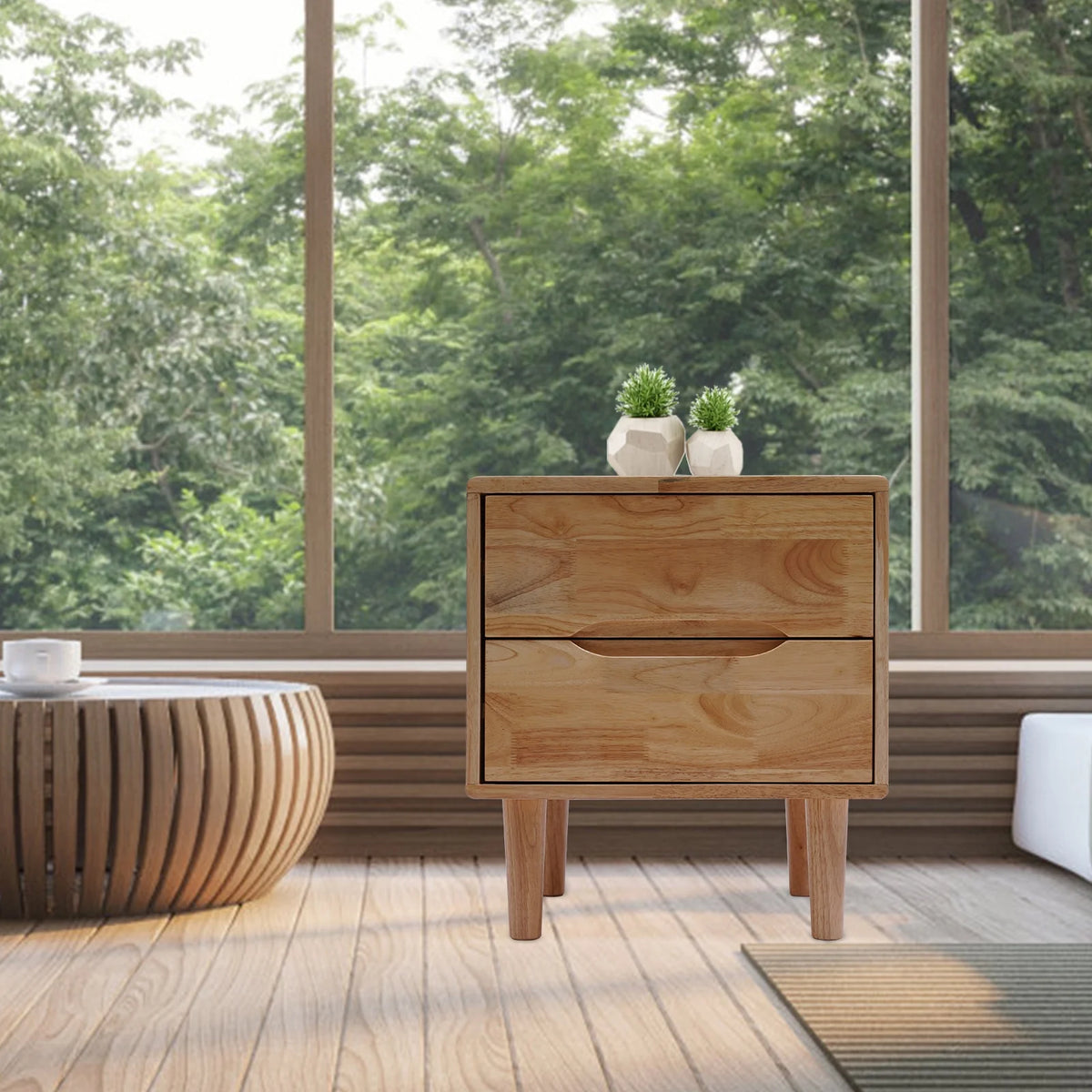 Solid Wood Nightstands with 2 Drawers O4881