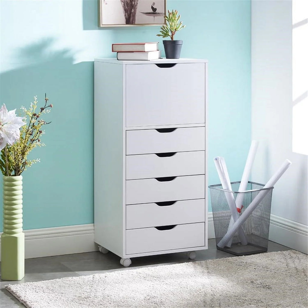White 5 Drawer Storage Cabinet with Shelf U440096