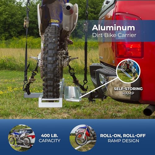Lightweight Aluminum Motorcycle Hitch Carrier with Loading Ramp L884849