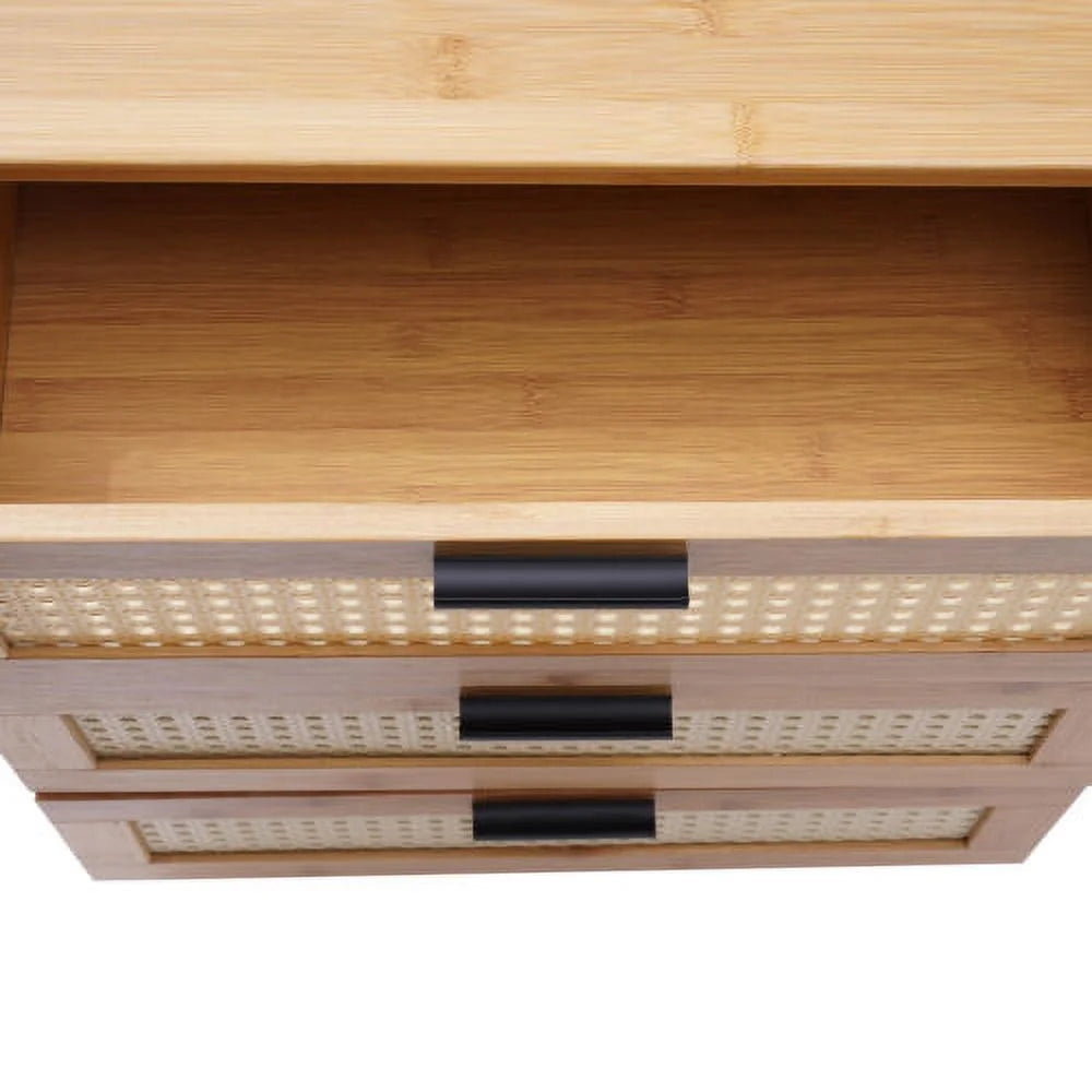 Bamboo Bedside Table with 3 Sliding Drawer P49101