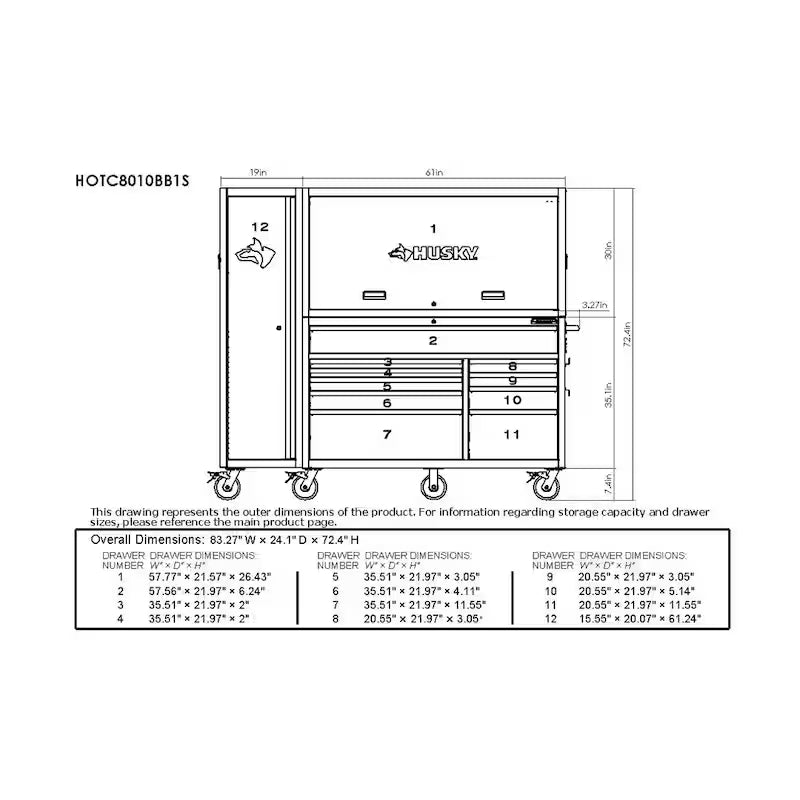 10 Drawer Matte Black Garage Workcenter U236561