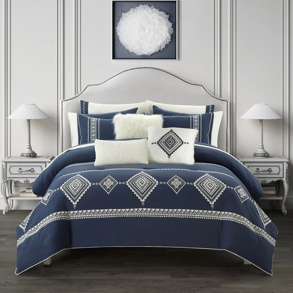 Navy 12-Piece Full Comforter Set with Sheets R74032
