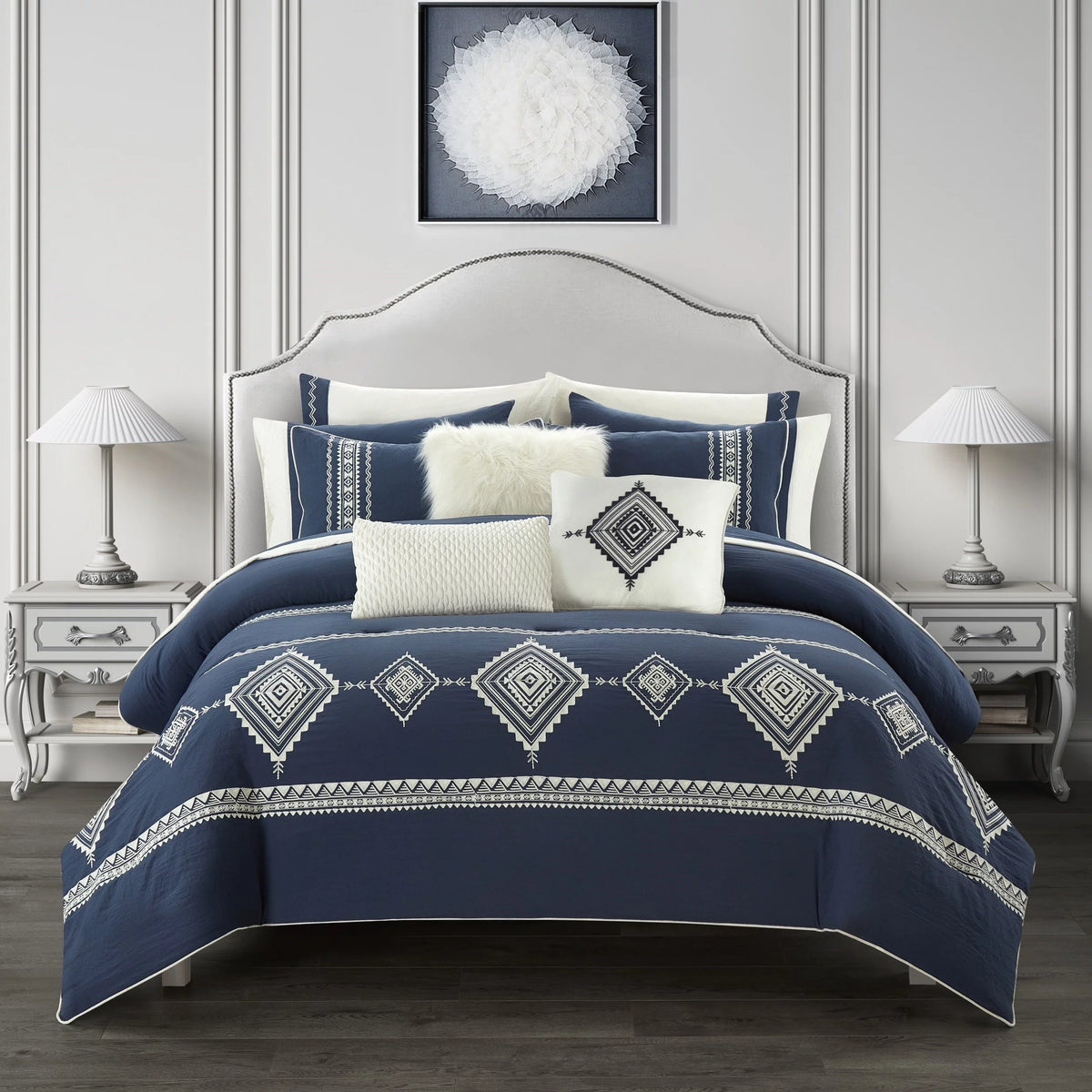 Navy 12-Piece Full Comforter Set with Sheets R74032