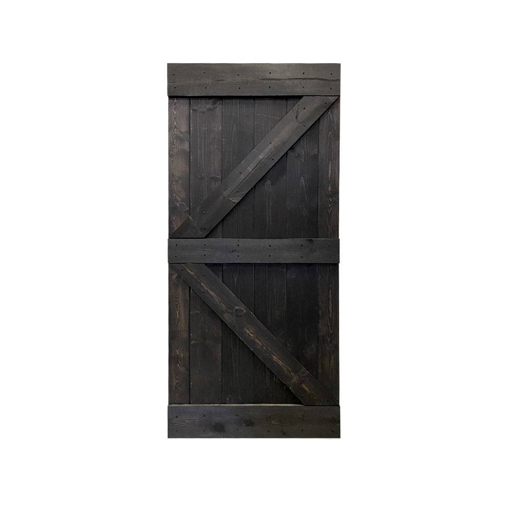 30 in. x 84 in. Red Walnut Stained Solid Pine Wood Interior Sliding Barn Door Slab Y675664