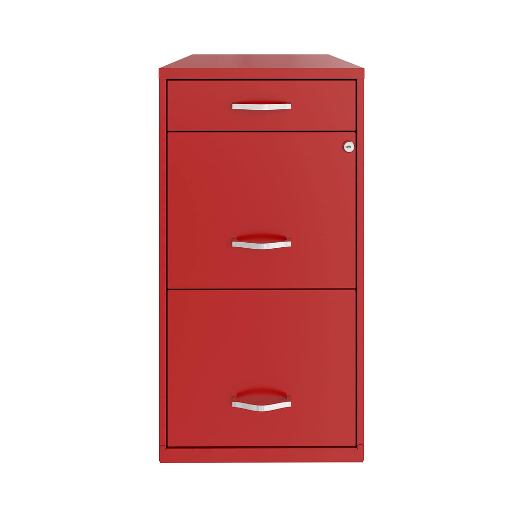 18in Deep 3 Drawer Metal File Cabinet Red H54706