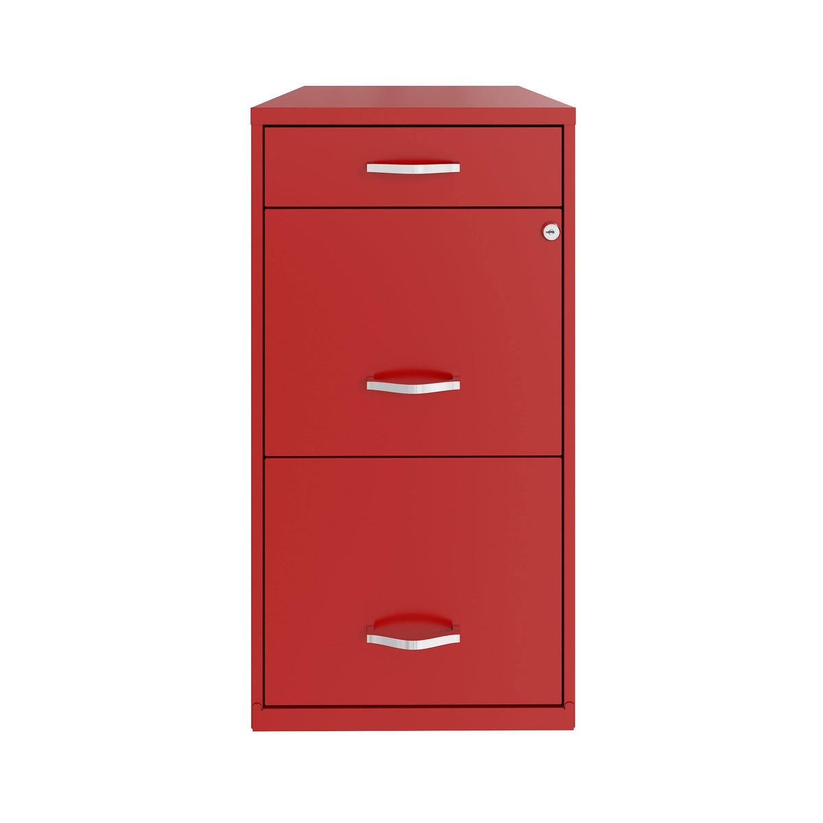 18in Deep 3 Drawer Metal File Cabinet Red H54706