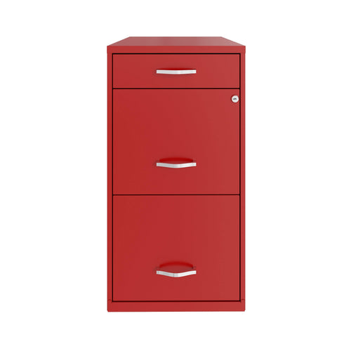 18in Deep 3 Drawer Metal File Cabinet Red H54706