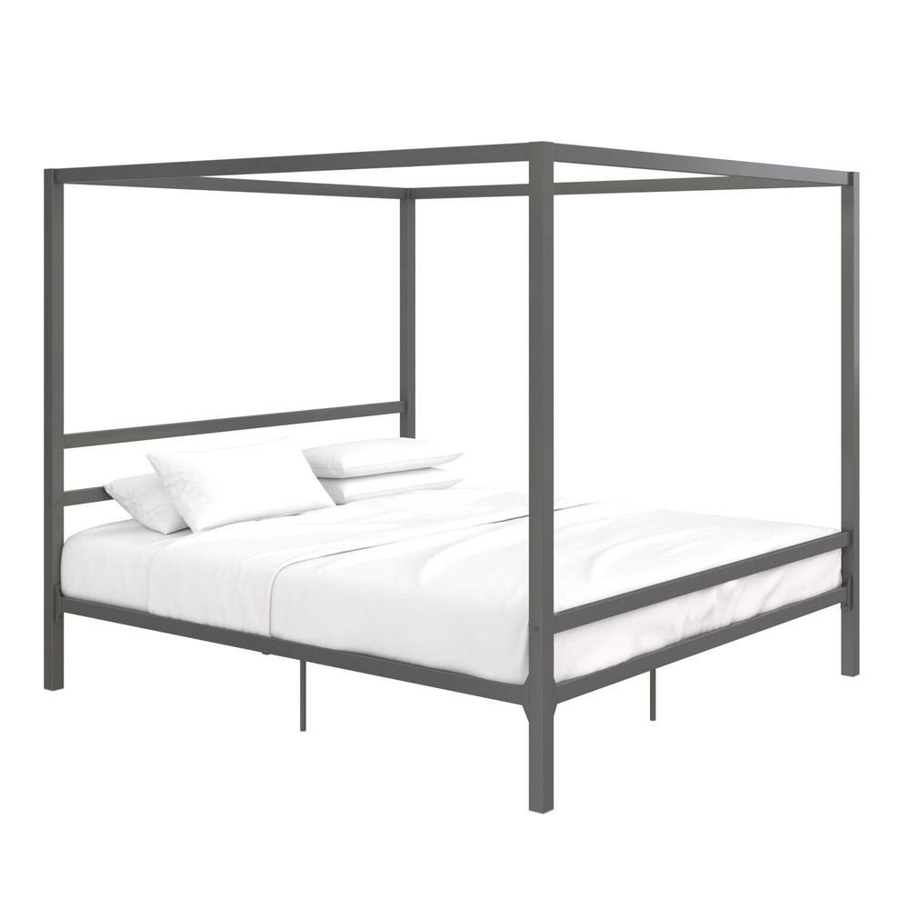 Gunmetal Gray Metal King Canopy Bed B63022