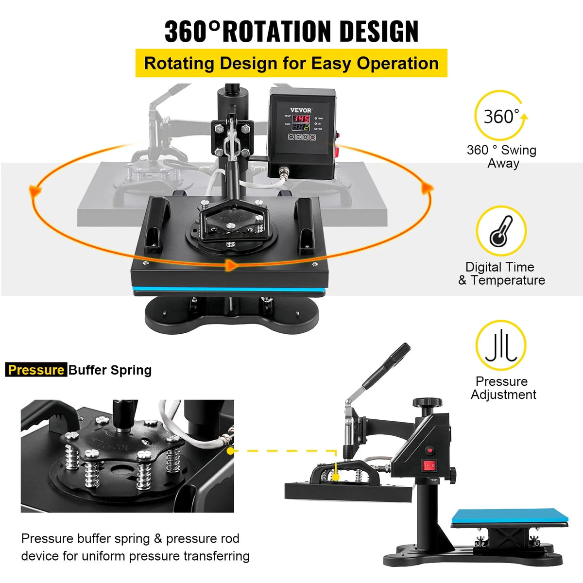 12X10 inch 650W Swing Away Heat Press Machine W509763