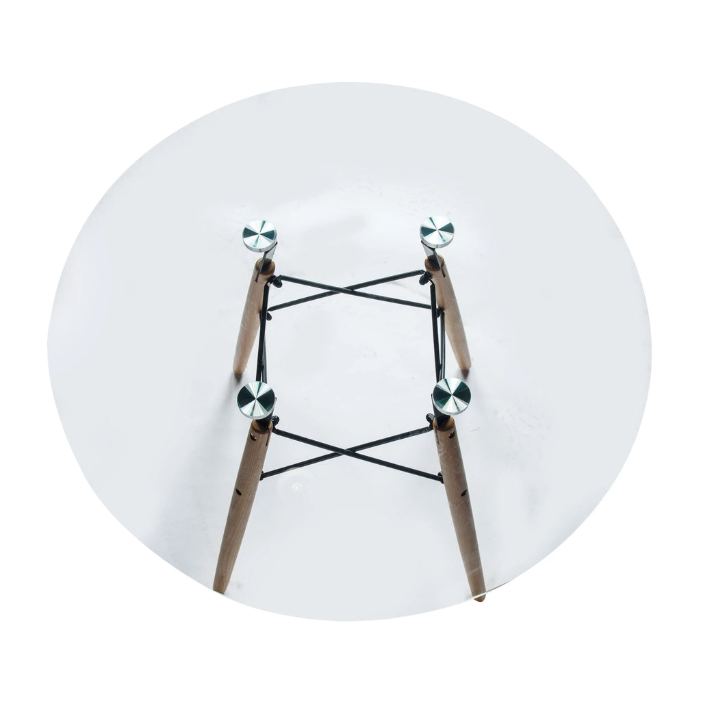 Round Glass Top Dining Table with Wood Base R651911