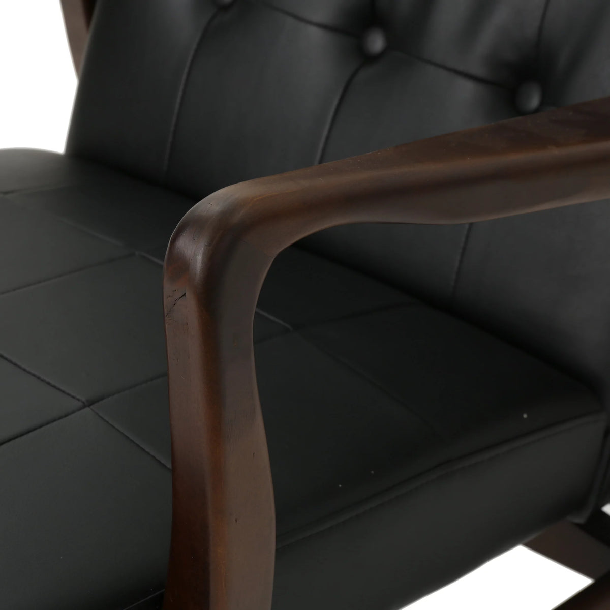 Mid Century Modern Faux Leather Club Chair with Wood Frame I936