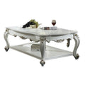 White Wooden Coffee Table with Bottom Shelf A5604