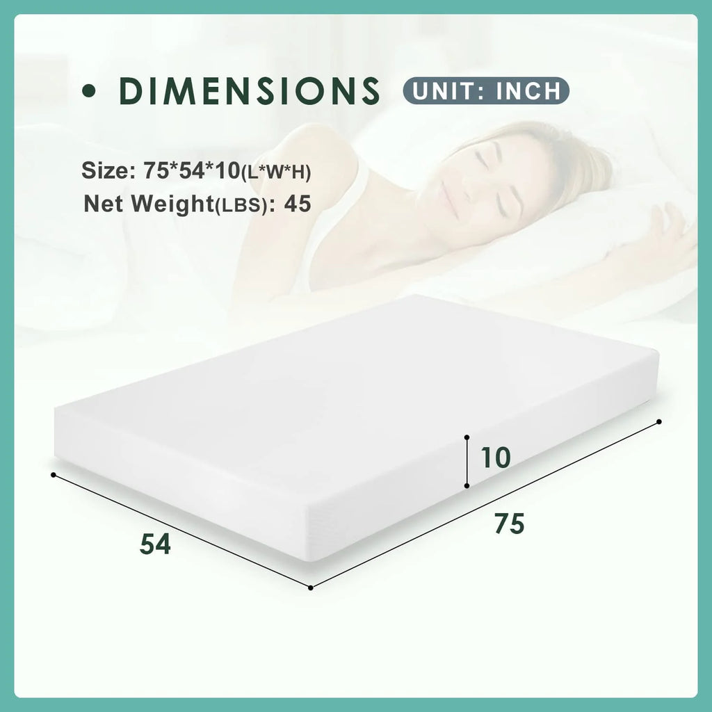 Gel Memory Foam Medium Firm Mattress, 10 in Full M3795
