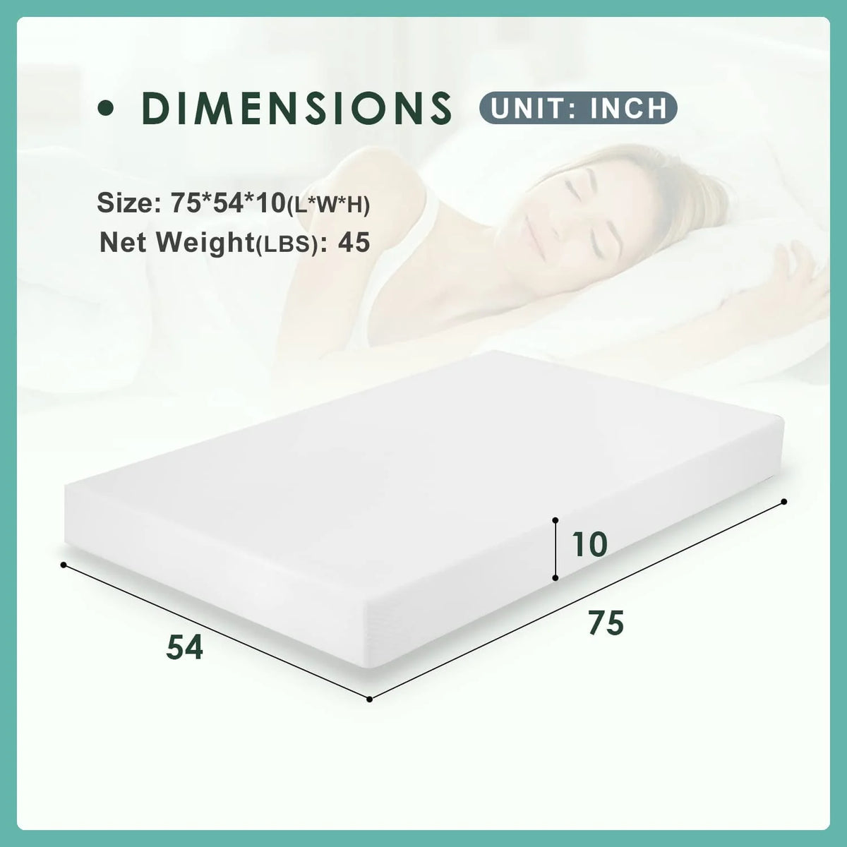 Gel Memory Foam Medium Firm Mattress, 10 in Full M3795