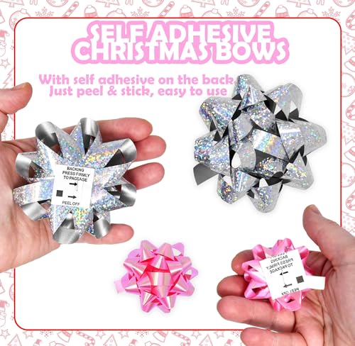 32 Pcs Multi Colored Gift Bows Assortment Set with 8 Curling Ribbon Rolls N41014