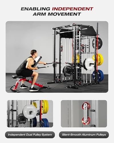 Smith Machine Power Cage with Dual Pulley System and Leg Press Attachment G3986