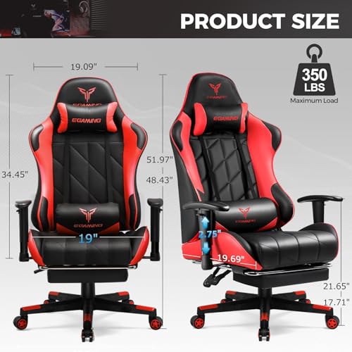 Cow Print Ergonomic Gaming Chair with Footrest Y306210