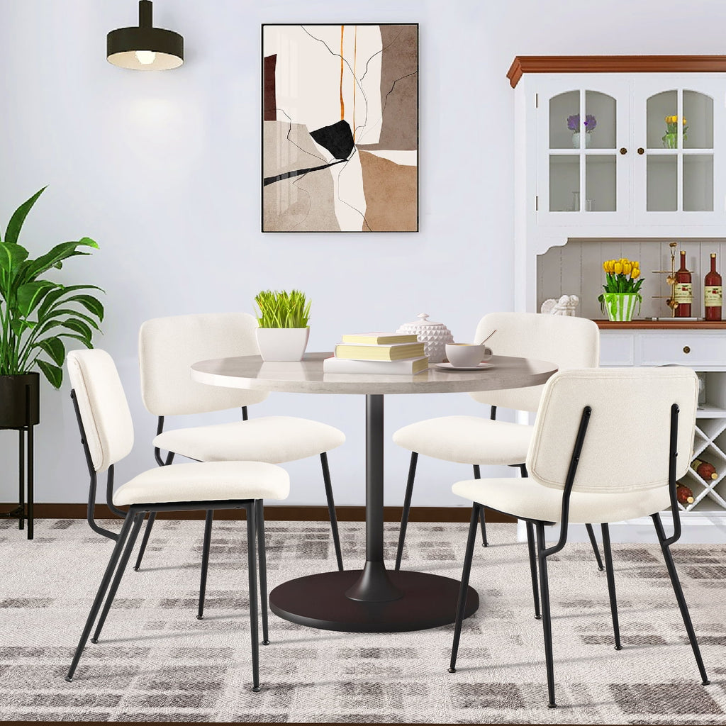 Cream Fabric Upholstered Dining Chairs Set of 6 B11979