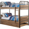 Twin Over Twin Wood Panel Bunk Bed with Trundle K4074