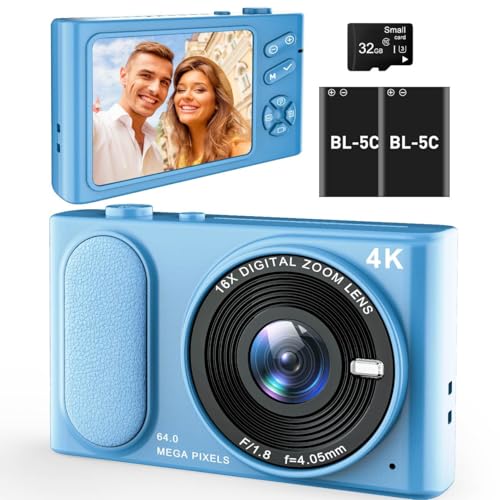 4K UHD 64MP Compact Digital Point and Shoot Camera with 32GB Card G8126