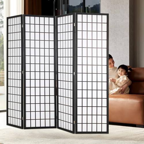 4 Panel 6 FT White Wood Room Divider W3082